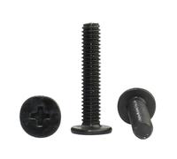 5/10/25pcs M1.6 M2 .5 M3 M4 M5 M6 2mm-16mm Black 304 Stainless Steel Cross Thin Flat Head Screw(10mm,M3 (10pcs))