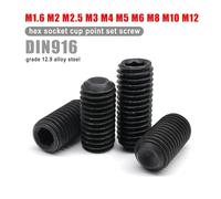 5/10/50X M1.6 M2 M2.5 M3 M3.5 M4 M5 M6 M8 M10 M12 DIN916 Hex Hexagon Socket Cup Point Grub Bolt Set Screw Black 12.9 Steel(4mm,M5 50pcs)
