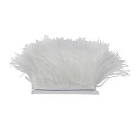 5 10 Meters Ostrich Feather Trim Fringe 8-11 Cm Natural Ostrich Feathers Ribbon Trimming Wedding Clothing Sewing Bleach White 10 Meters