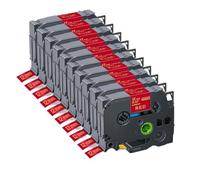 5 10 Pack 12mm Satin Ribbon Tapes Compatible with RE34 RN34 R234 R231 for RW34 for PTH110 Label Maker(10PK Gold on Red)