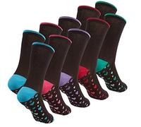 5 10 Pairs Ladies Womens Calf Socks Multipack Cotton RIch Heel Toe Cotton Hearts Polka Dot Stripe Size 4 5 6 7 8