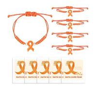 5/10 Pcs Leukemia Awareness Bracelets with Independent Package of Each Piece, Adjustable Orange Ribbon Bracelets for Multiple Sclerosis Kidney Cancer ADHD Awareness, Charity Public Activity Supplies