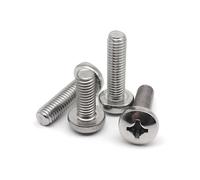 5/10/PCS M1.6 M2 M2.5 M3 M4 M5 M6 M8 GB818 316 A4 Stainless Steel Rust-proof Cross Recessed Round Pan Head Bolt Screw(10mm,5pcs M5)