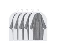 5/10 Pcs Suit Cover Bag Dust Proof Garment Protector Clothes Dust Cover with Zipper Clothes Bags Hanging Durable Clothes Storage(5 Pcs White,60x120cm)