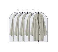 5/10 Pcs Suit Cover Bag Dust Proof Garment Protector Clothes Dust Cover with Zipper Clothes Bags Hanging Durable Clothes Storage(5 Pcs Black,60x140cm)