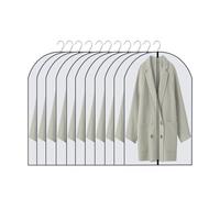 5/10 Pcs Suit Cover Bag Dust Proof Garment Protector Clothes Dust Cover with Zipper Clothes Bags Hanging Durable Clothes Storage(10 Pcs Black,60x140cm)