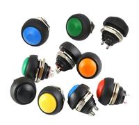 5/10 PCS Switch 12mm Panel Hole 1A waterproof switch pbs33b 12v 2Pin momentary Push button Switch reset Non-locking PBS-33B(PBS-33B White,10pcs)