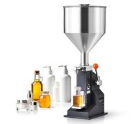 5-100ml Manual Paste Liquid Filling Machine with Hopper Adjustable Bottle Filler for Milk Water Shampoo Honey