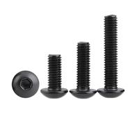 5-100pcs Hex round button head screw M1.6 M2 M2.5 M3 M3.5 M4 M5 M6 M7 M8 Grade 10.9 ISO7380 Black Button Allen Bolts(X5MM_M1.6 100PCS)