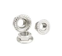 5~100pcs M3 M4 M5 M6 M8 M10 M12 Black Carbon Steel Serrated Spinlock Hex Flange Nut Nickel-Plated Color Zinc Lock Nuts(Nickel-plated,M3-100pcs)