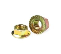 5~100pcs M3 M4 M5 M6 M8 M10 M12 Black Carbon Steel Serrated Spinlock Hex Flange Nut Nickel-plated Color Zinc Lock Nuts(Color Zinc,M6-30pcs)