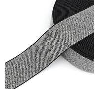 5/10Meter Glitter Gold Silver Elastic Bands 10-50mm Nylon Waistband Soft Rubber Band Garment Pants Skirt Belt Sewing Accessories-BlackSilver-15mm-5Meters