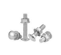 5/10pc 304 Stainless Steel Carriage Screw Nut Set Half Round Head Square Neck Rack Special Combination Bolt M4 M5 M6(55mm,M6 5pcs)
