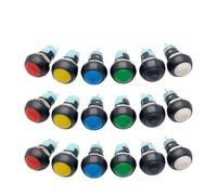 5/10pcs 12mm 33A Round Push Button Switch 2 Pin ON OFF Latching Self Locking Pushbutton Red Yellow Green Black IDGTTLDF(Gold,5pcs)