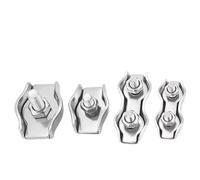 5-10Pcs 304 Stainless Steel Wire Rope Clamp Single/Double Post Bolt Clip M2/M3/M4/M5/M6/M8/M10 Caliper Rope Simple Grip(M4 Double Clip 5Pcs)