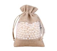 5/10pcs Drawstring Organza Bag Natural Burlap Pouch Combination Flax Jewelry Packaging Wedding Party Candy Bags(Self color,13x18cm,10pcs)