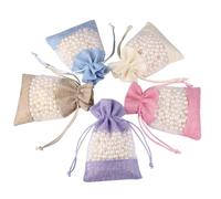 5/10pcs Drawstring Organza Bag Natural Burlap Pouch Combination Flax Jewelry Packaging Wedding Party Candy Bags(Mix,15x20cm,10pcs)