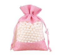 5/10pcs Drawstring Organza Bag Natural Burlap Pouch Combination Flax Jewelry Packaging Wedding Party Candy Bags(Pink,17x23cm,10pcs)