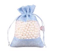 5/10pcs Drawstring Organza Bag Natural Burlap Pouch Combination Flax Jewelry Packaging Wedding Party Candy Bags(Blue,10x14cm,10pcs)