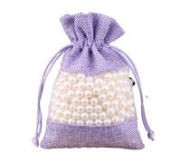 5/10pcs Drawstring Organza Bag Natural Burlap Pouch Combination Flax Jewelry Packaging Wedding Party Candy Bags(Purple,17x23cm,10pcs)
