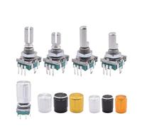 5/10pcs EC11 Knob Switch Incremental 360 Rotary Encoder Module 20 Position Digital Potentiometer 15/20mm Plum Half Shaft IDGTTLDF(Plum Handle Black,5PCS)