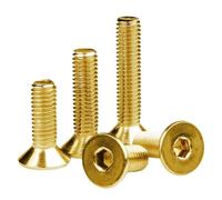 5/10PCS Gold Plating Titanium M2 M2.5 M3 M4 M5 M6 L=4-40mm Hexagon Hex Socket Countersunk Flat Head Allen Bolts DIN7991(M4x12 (10PCS))