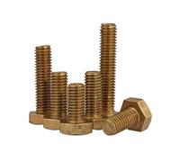 5-10pcs M3 M4 M5 M6 M8 Metric Threaded DIN933 External Hex Head Brass Screw Outer Six Corner Bolts Hexagon Bronze Not Copper Screws(40,M3 10pcs)