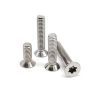 5/10pcs M6 M8 GB2673 316 A4-80 Marine Grade Stainless Steel Six-Lobe Torx Flat Countersunk Head Security Screw Bolt(10pcs M6,20mm)