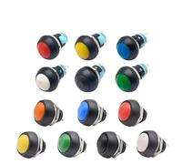 5/10pcs PBS 33A 33B Plastic Round Momentary Latching Electric Push Switch 12mm Self Reset Locking Pushbutton Red Green(Red Latching 10pcs)(Yellow Momentary,5pcs)