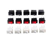 5/10Pcs Push Button Switch 10x15mm SPST 2Pin 3A 250V KCD11 Snap-in on/Off Rocker Switch 10MM*15MM Black Red and(W,5pcs)
