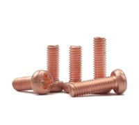 5-10pcs T2 Pure Copper Round Head Cross Screw High GB818 Pan Head Groove Machine Tooth Screw M3 M4 M5 M6(30mm,M4 (5Pcs))