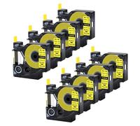 5/10PK Heat-Shrink Tube 12mm Compatible With 5200 Printer And Similar Models Works With A18055 A18056 Label Ribbon For Identification(8PK Black on Yellow)