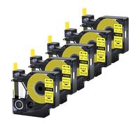 5/10PK Heat-Shrink Tube 12mm Compatible With 5200 Printer And Similar Models Works With A18055 A18056 Label Ribbon For Identification(5PK Black on Yellow)