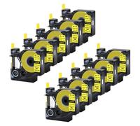 5/10PK Heat-Shrink Tube 12mm Compatible With 5200 Printer And Similar Models Works With A18055 A18056 Label Ribbon For Identification(10PK Black on Yellow)