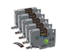5 10PK TZe231 Compatible Label Tape 12mm Works With TZE White Label Tapes Tze231 Tze131 631 334 335 For PTH110 Label Maker Machine(5PK Gold on Black)