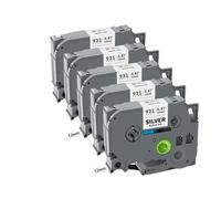 5 10PK TZe231 Compatible Label Tape 12mm Works With TZE White Label Tapes Tze231 Tze131 631 334 335 For PTH110 Label Maker Machine(5PK Black on Silver)