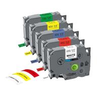 5 10PK TZe231 Compatible Label Tape 12mm Works With TZE White Label Tapes Tze231 Tze131 631 334 335 For PTH110 Label Maker Machine(5PK 5Mixed Colors)