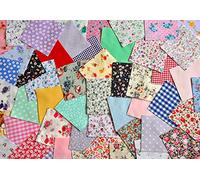 5" / 12.6cms Fabric Patchwork Squares Charm Pack Craft Quilting - 50 pcs - Plus Free 1 MTR Grosgrain Ribbon - Simply Sew Crafty™