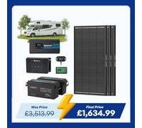 5.12kWh Hybrid Power System | 3000W Inverter Charger, 200Ah LiFePO4 Batteries - 3* ShadowFlux Solar Panel / 200Ah Battery w/ Bluetooth