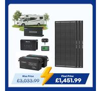 5.12kWh Power System | 200Ah LiFePO4 Batteries, 3000W Inverter - 3* ShadowFlux Solar Panel / 200Ah Battery w/ Bluetooth
