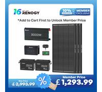 5.12kWh Power System | 200Ah LiFePO4 Batteries, 3000W Inverter - 3* ShadowFlux Solar Panel / 3000W Inverter