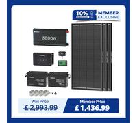 5.12kWh Power System | 200Ah LiFePO4 Batteries, 3000W Inverter - 3* ShadowFlux Solar Panel / 3000W Inverter