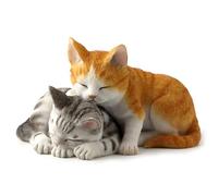 5.13 Inch Sleeping Tabby Kittens Decorative Figurine, Orange and Gray