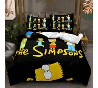 (5, 135x200cm 2pcs) The Simpsons Bedding Sets,Anime Bart-Lisa Cover Sets,Cute Bed Quilt Covers Pillowcases Bedroom for Children and adults