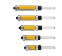 5/15Pcs Milling Cutter 1/4inch Handle Milling Copy Trimming Shank Bearing Flush Trim Pattern Accessories Installation Wood Router Bit Tool