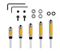 5/15Pcs Milling Cutter 1/4inch Handle Milling Cutter Copy Trimming Shank Bearing Flush Trim Pattern Accessories Woodworking