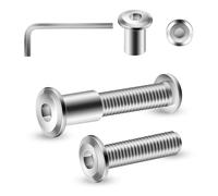 5/16-18 x 1" 10Pcs Flat Head Hex Socket Cap Screws Bolts Barrel Nuts Kit, 304 Stainless Steel 18-8, Full Thread by SG TZH (with Hex Spanner)