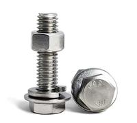 5/16-18 x 1" Stainless Steel Hex Head Screws Bolts, Nuts, Flat & Lock Washers Kits, 304 Stainless Steel 18-8, Fully Machine Thread, Bright Finish(10Sets)