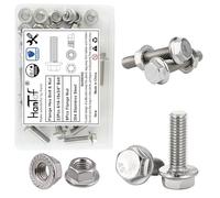 5/16-18 x 3/4" SAE Flanged Hex Head Bolts Nuts Kit, 23 Pcs Flange Screws and 8 Pcs Flange Nuts, External Hex Drive, 304 Stainless Steel 18-8, Fully Coarse Threaded, for Automotive, Pump, DIY Project
