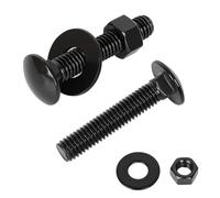 5/16-18 x 3" Carriage Bolt Kit, Stainless Steel 304 Carriage Bolts Screws with Hex Nuts & Flat Washers, Round Head Square Neck, Full Thread, Black Finish, 4 Sets